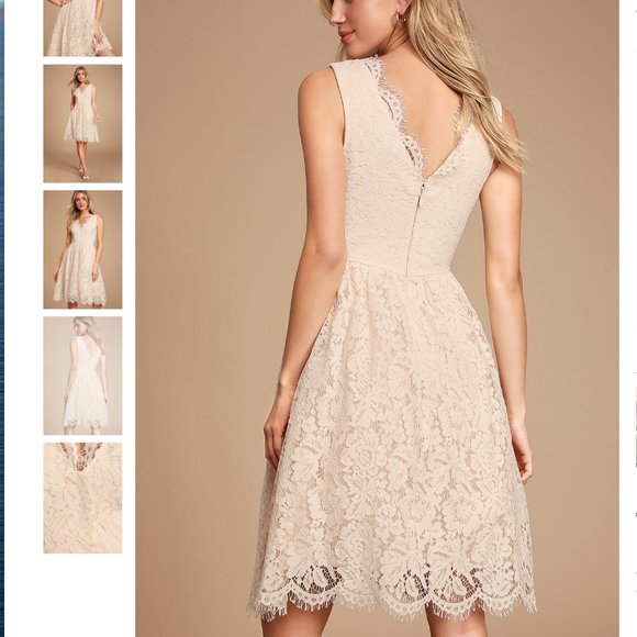 Lulu's Love Swept Blush Lace Midi Skater Dress - Picture 3 of 13